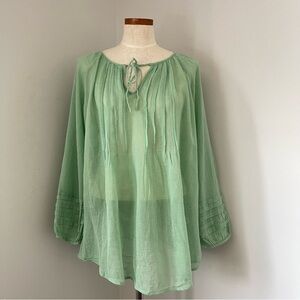 Sundance Mint Green Gauzy peasant tunic EUC